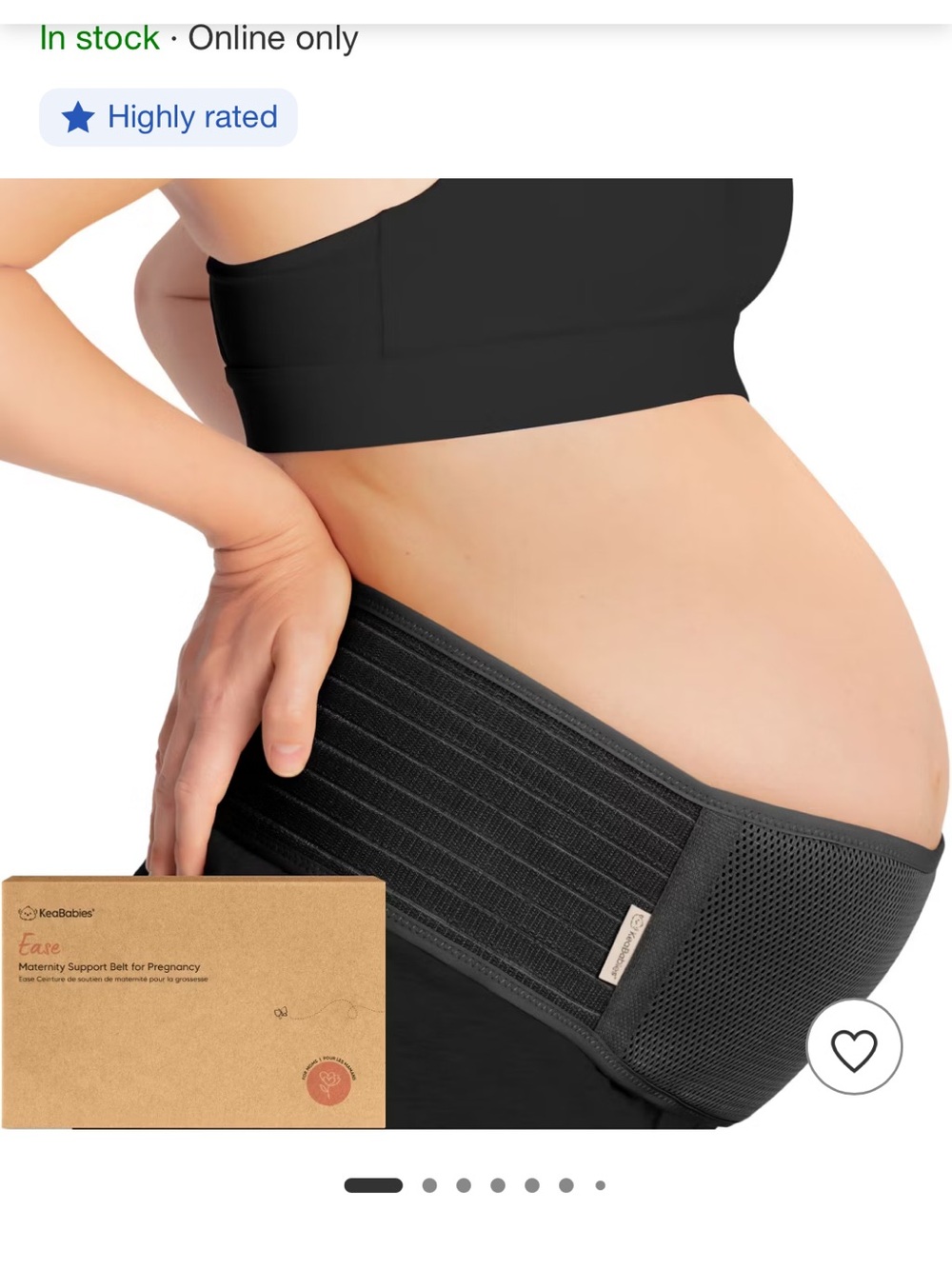 NWOT KeaBabies Maternity Support Belt - Black